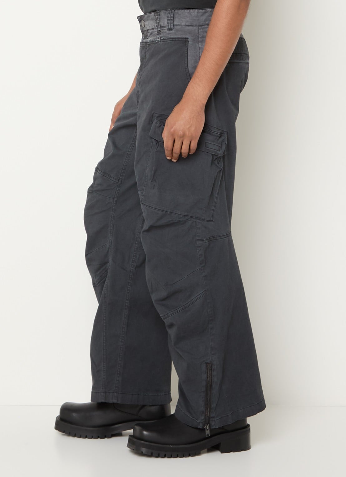Diesel P-Dells straight fit cargobroek met klepzakken - detail 3 antraciet
