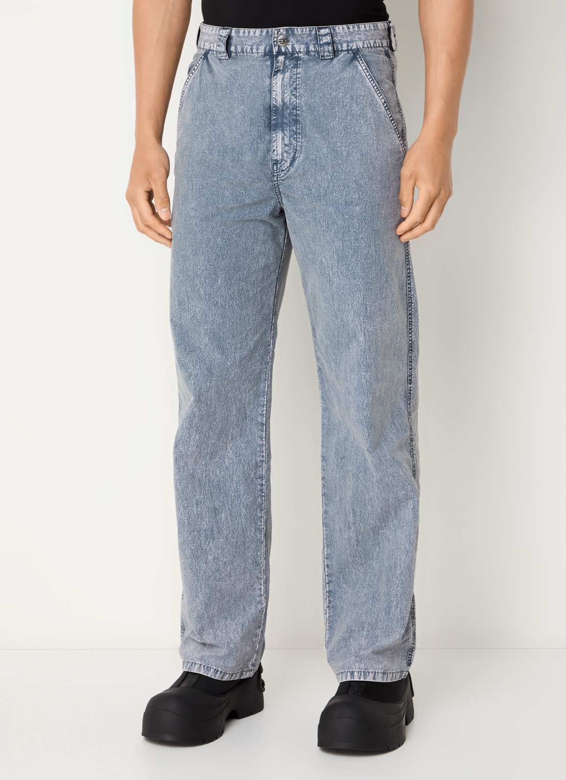 Diesel P-hantik straight fit chino met verwassen afwerking - detail grijs