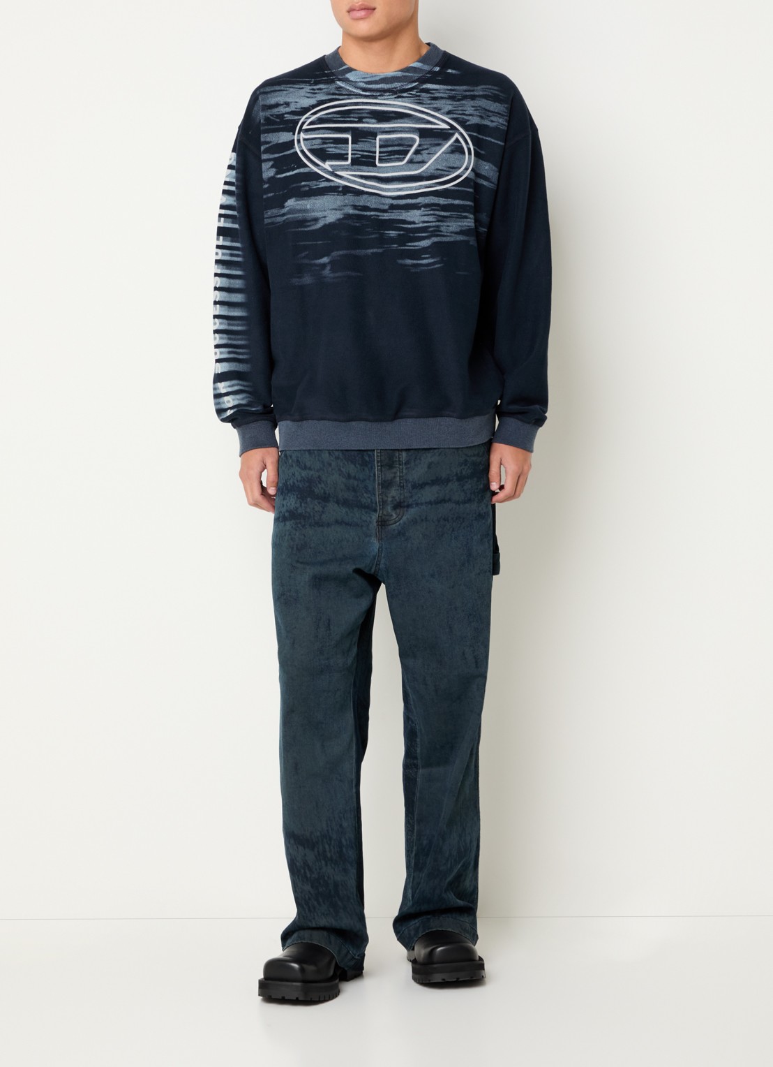 Diesel P-Livery-B straight leg jeans met donkere wassing - voorkant 2 indigo