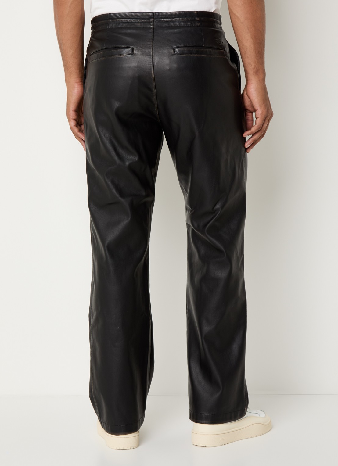 Diesel P-Rivers straight fit broek van imitatieleer - achterkant 5 zwart