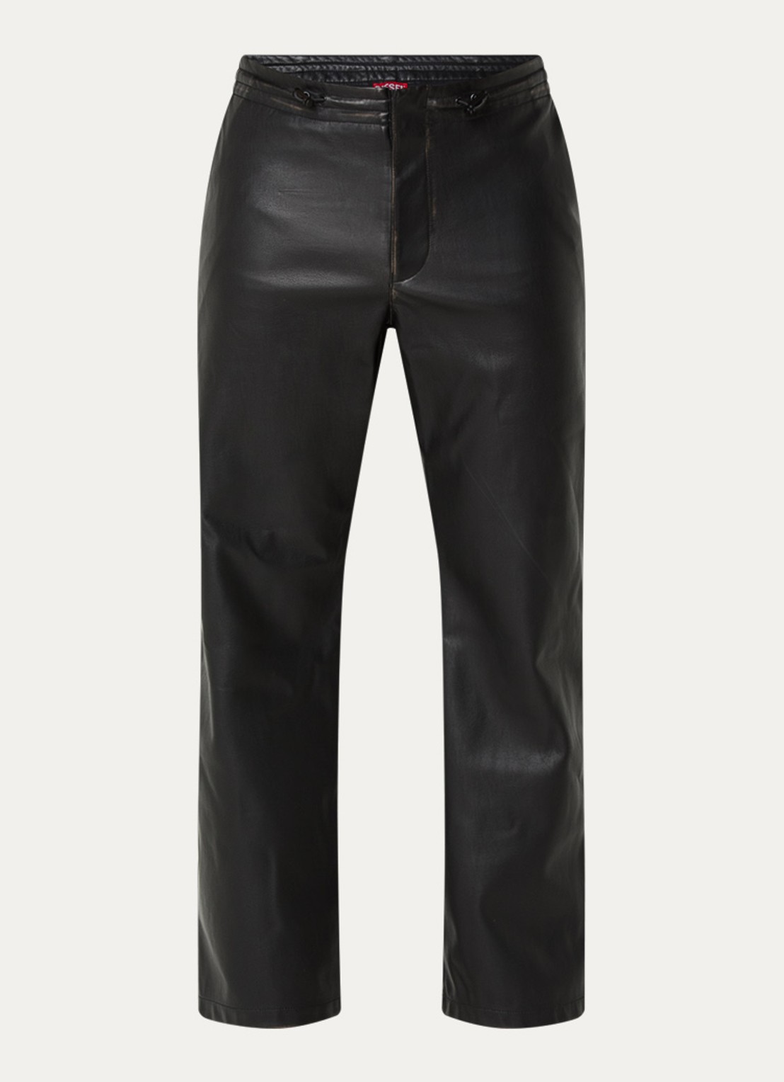 Diesel P-Rivers straight fit broek van imitatieleer - voorkant 3 zwart