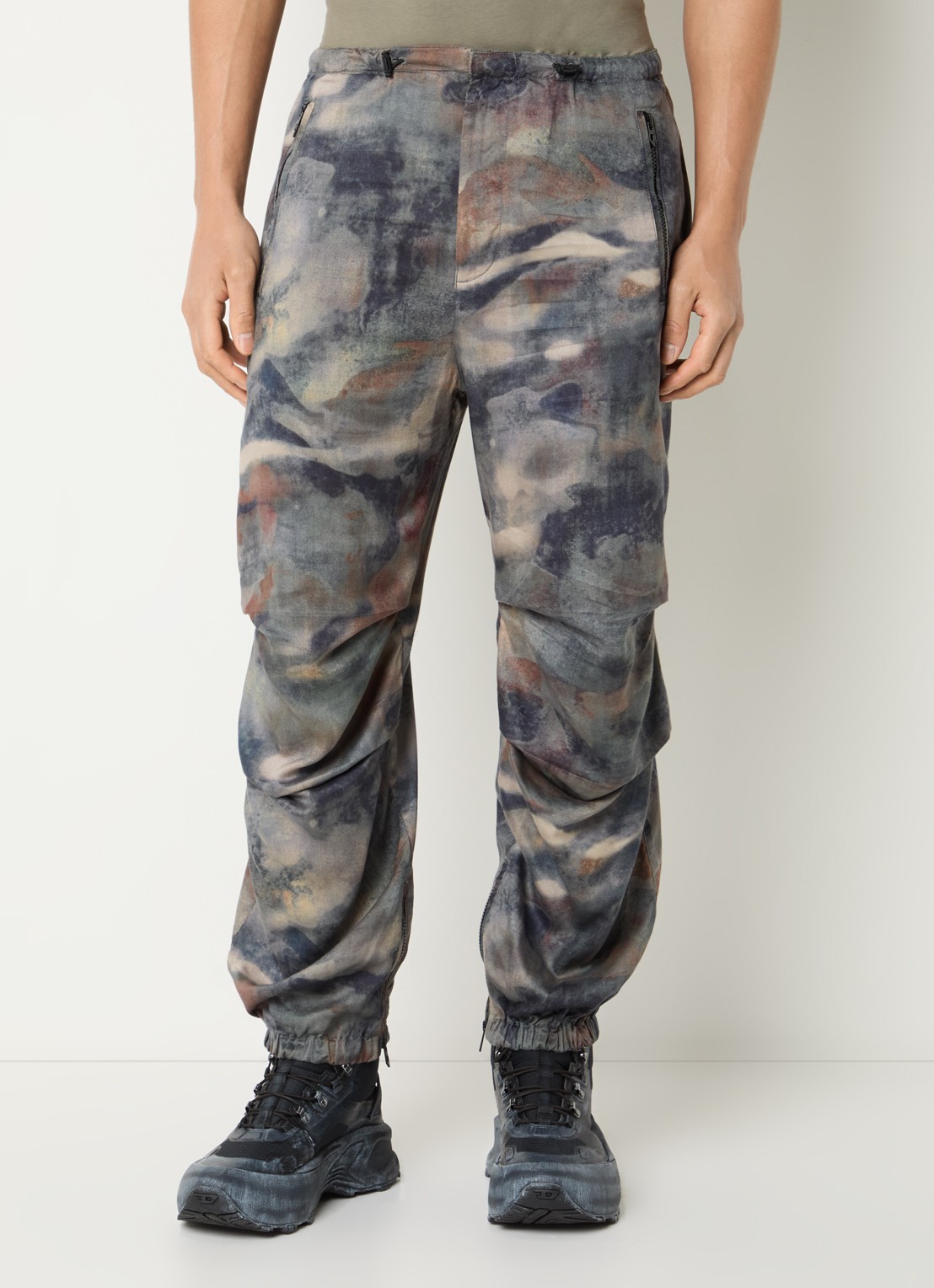 Diesel P-Stitch-Tkbz tapered fit cargobroek met camouflageprint - detail 2 donkergrijs