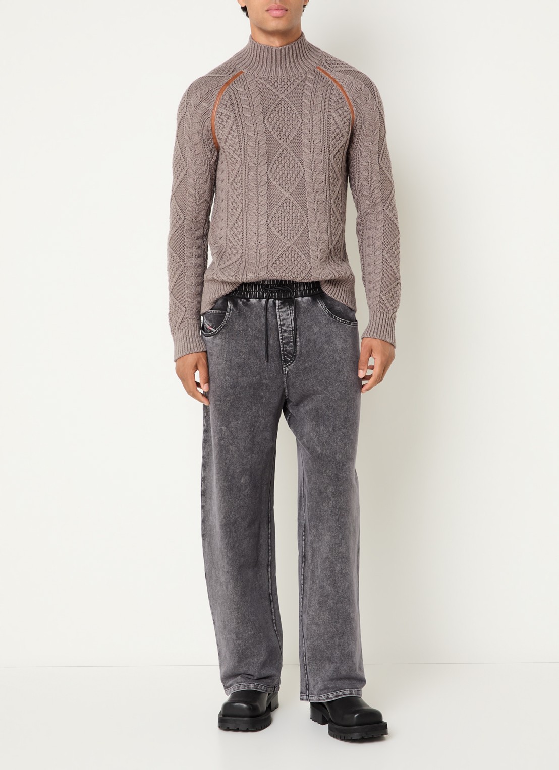 Diesel P-Stuk loose fit joggingbroek met steekzakken - voorkant 5 donkergrijs