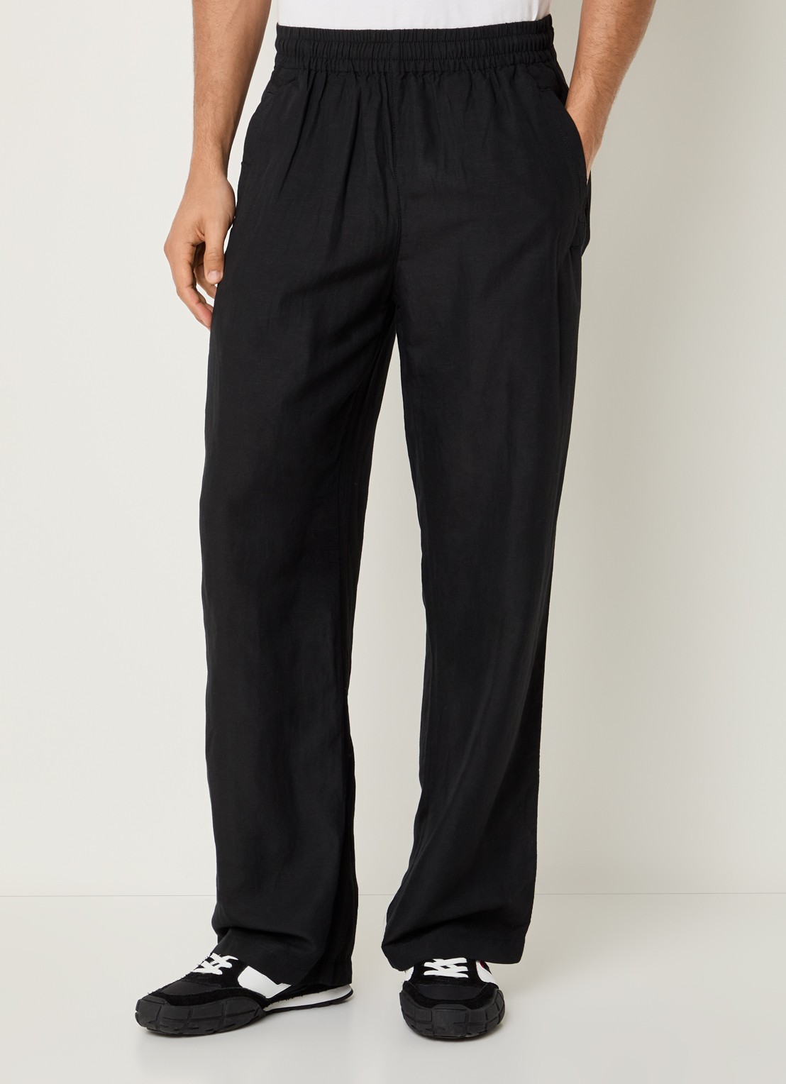 Diesel P-Theck-Pgbs wide fit broek in linnenblend met steekzakken - detail 4 zwart