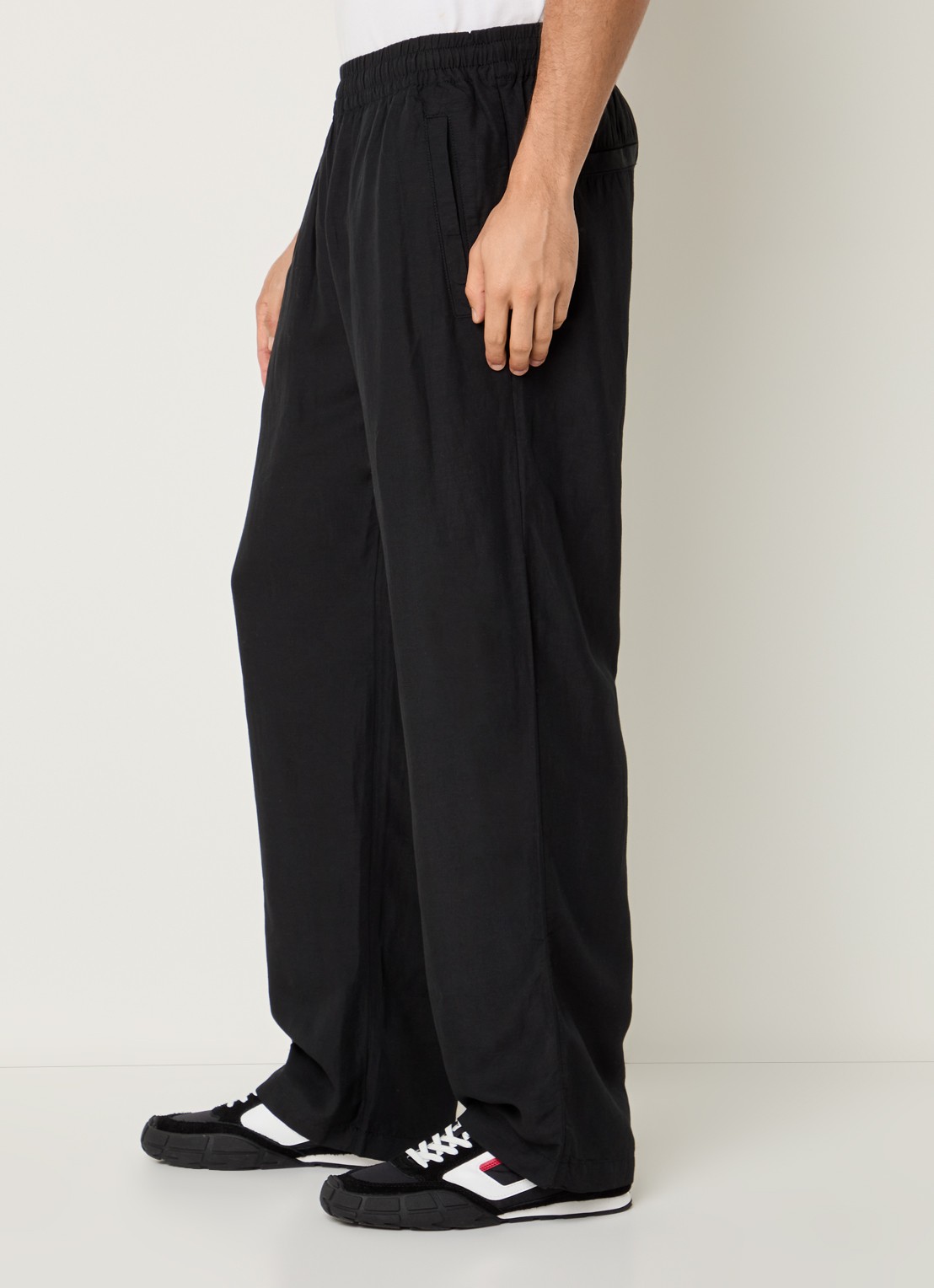 Diesel P-Theck-Pgbs wide fit broek in linnenblend met steekzakken - detail 5 zwart