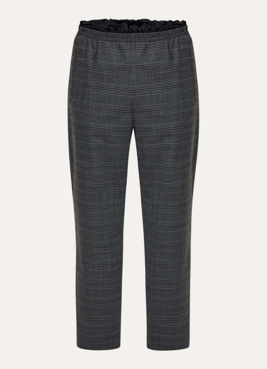Diesel P-tilson loose fit pantalon in scheerwolblend met ruitdessin - voorkant 3 antraciet