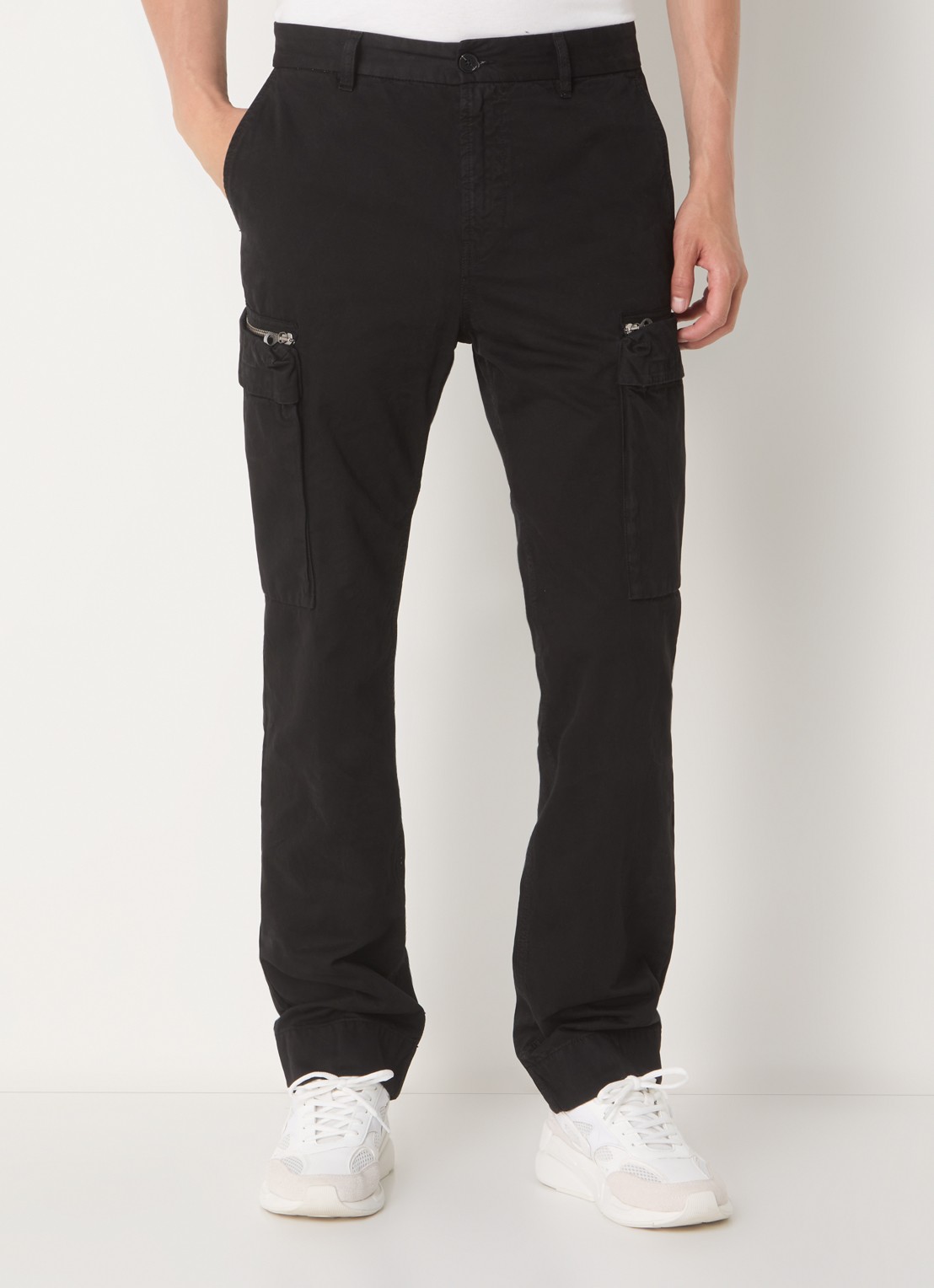 Diesel P-YE straight fit cargobroek met ritszakken - detail 4 zwart