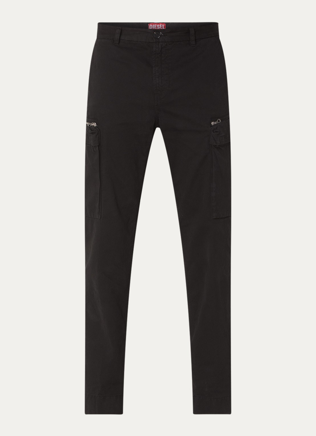 Diesel P-YE straight fit cargobroek met ritszakken - voorkant zwart