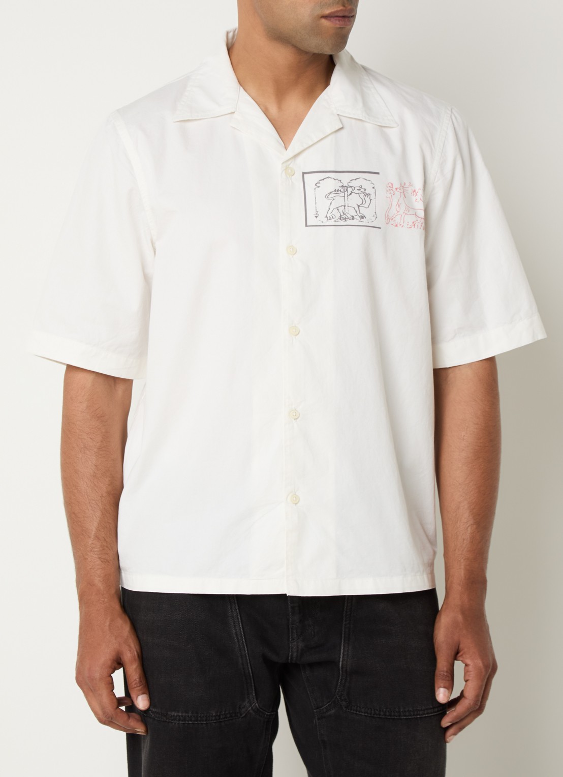 Diesel Regular fit overhemd met front- en backprint - achterkant 3 gebroken wit