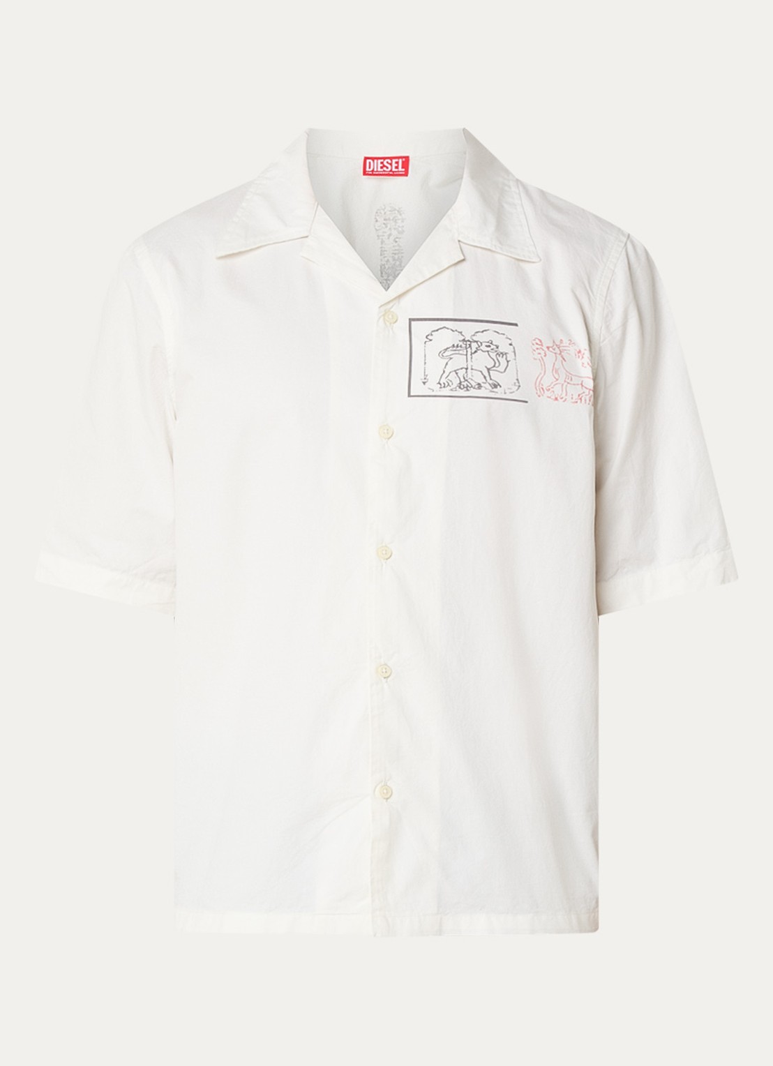 Diesel Regular fit overhemd met front- en backprint - voorkant gebroken wit