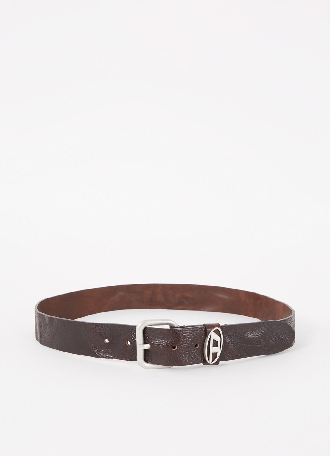 Diesel Riem van leer met logo - voorkant 2 donkerbruin