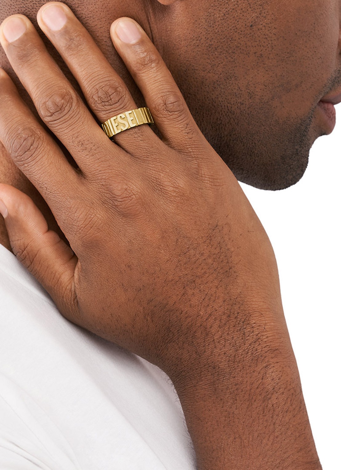 Diesel Ring met logo DX143971011 - voorkant 2 goud