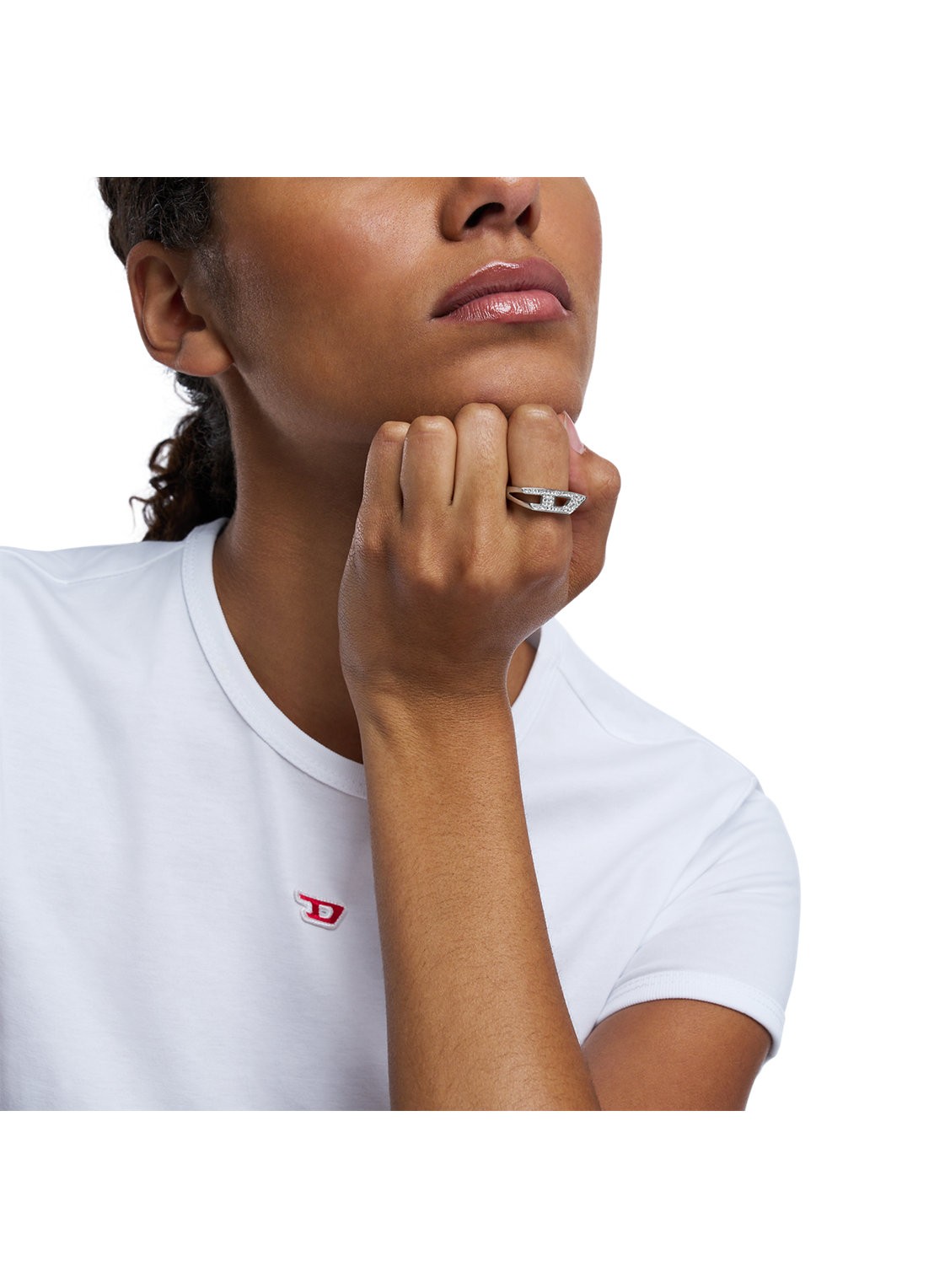 Diesel Ring met logo DX1629040 - detail 4 zilver