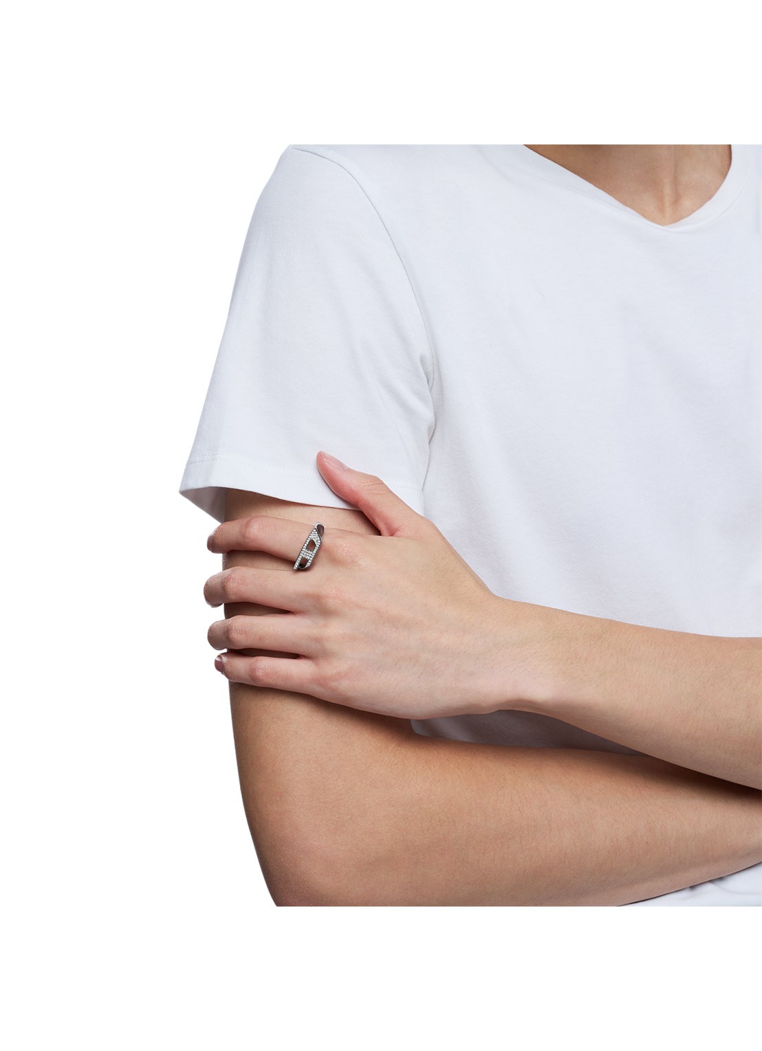 Diesel Ring met logo DX1629040 - detail 5 zilver
