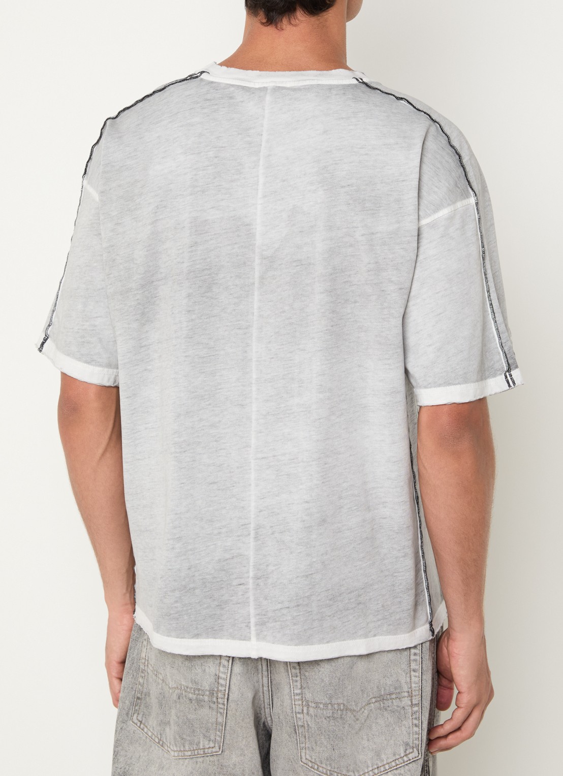 Diesel Riven T-shirt met logo - achterkant 3 lichtgrijs