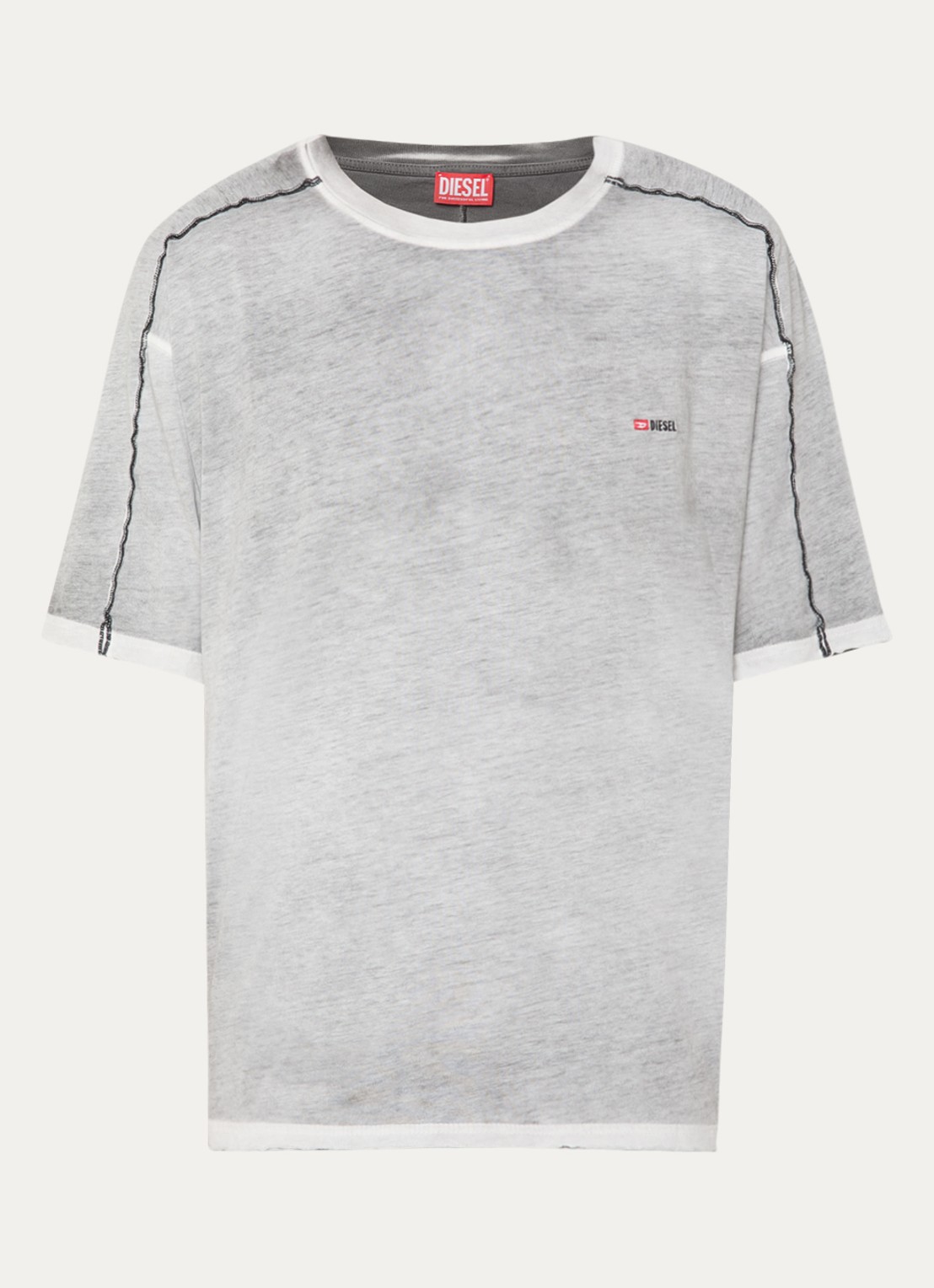 Diesel Riven T-shirt met logo - voorkant lichtgrijs