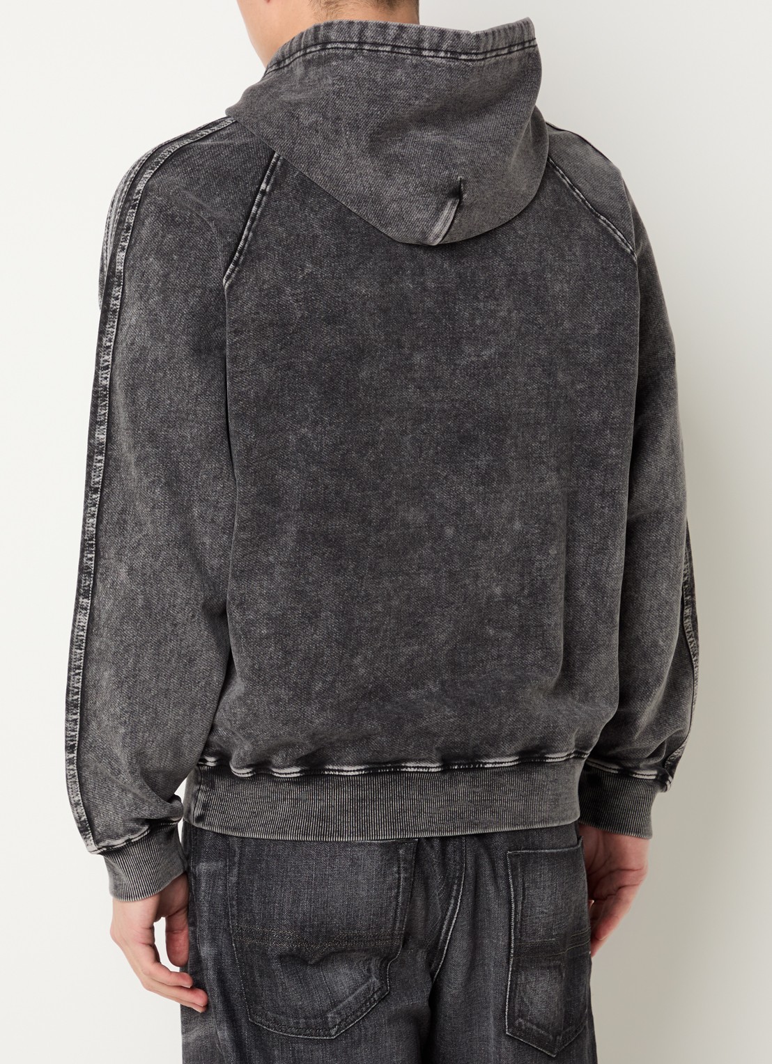 Diesel S-altboxt hoodie met verwassen afwerking - achterkant antraciet