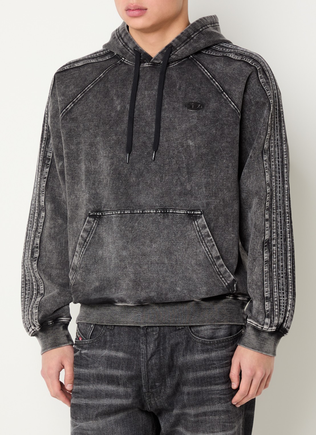 Diesel S-altboxt hoodie met verwassen afwerking - detail 4 antraciet