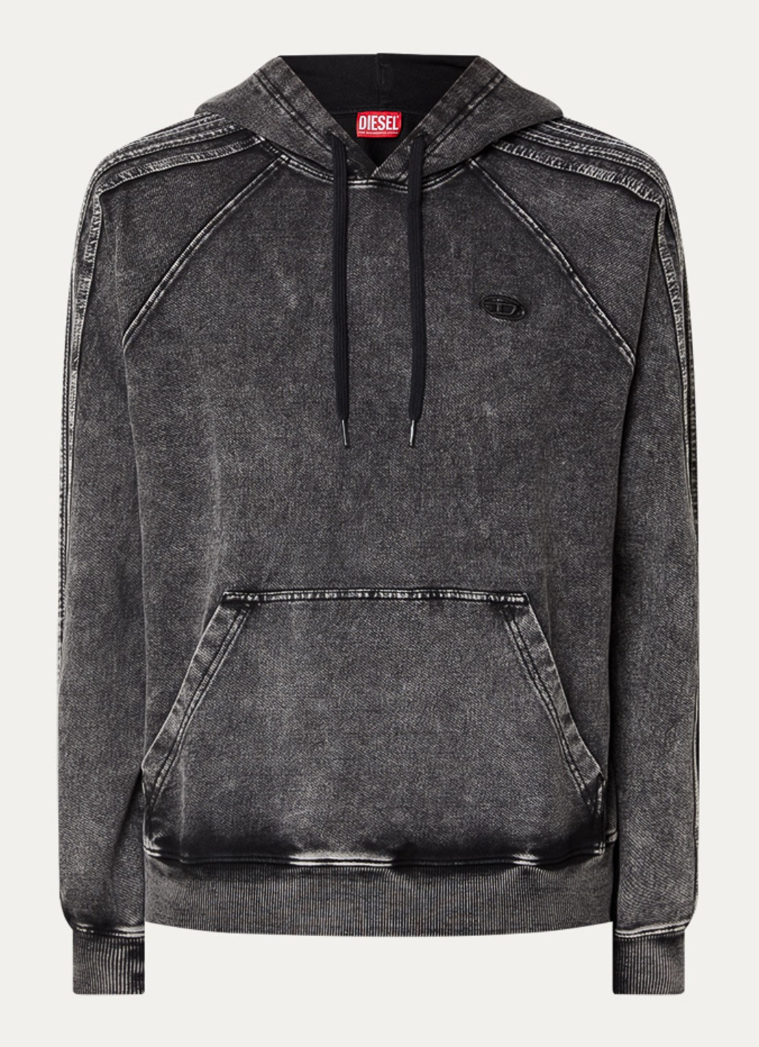 Diesel S-altboxt hoodie met verwassen afwerking - voorkant 2 antraciet