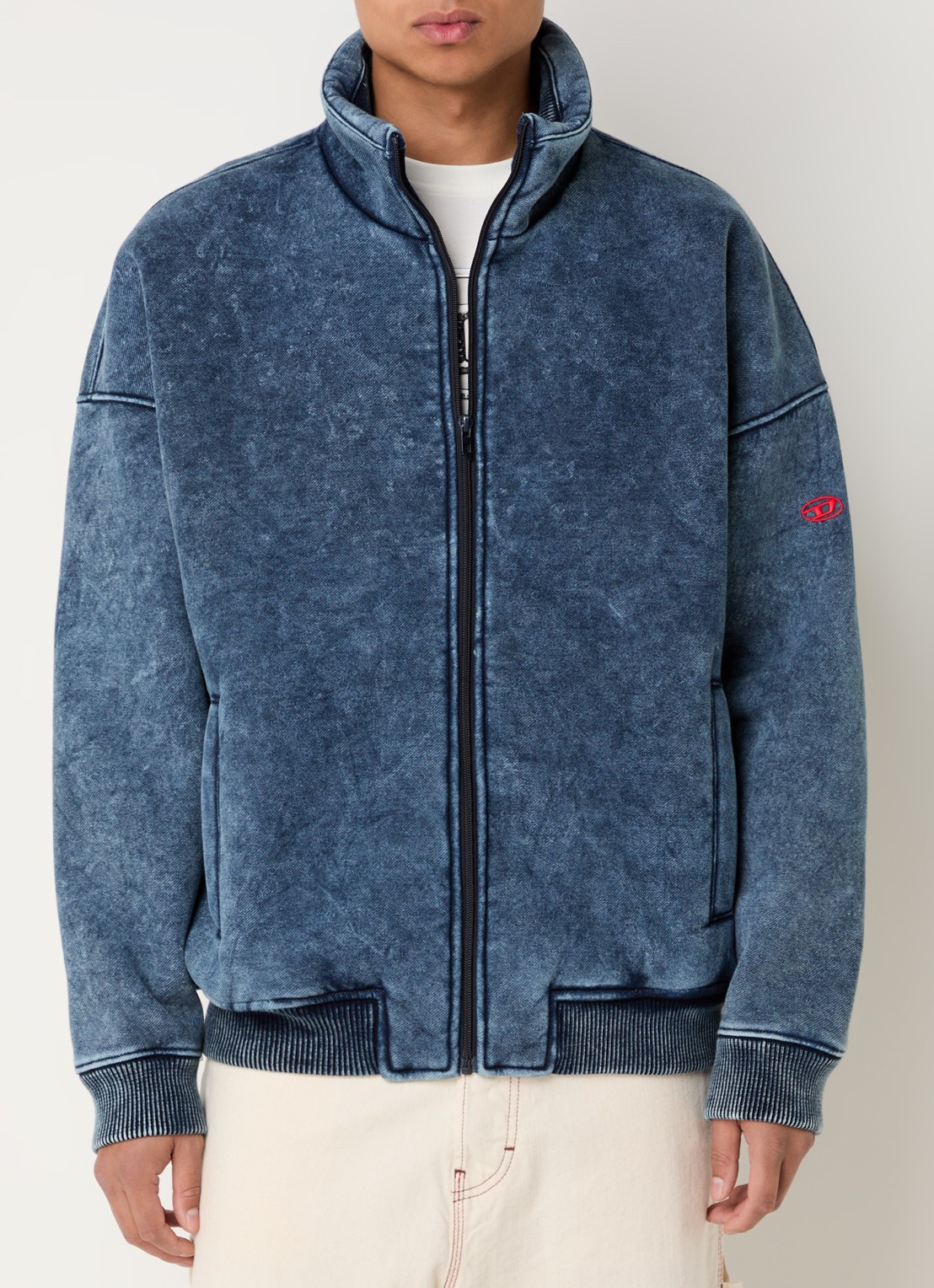 Diesel S-Batel jack met teddy voering en verwassen afwerking - detail 2 indigo
