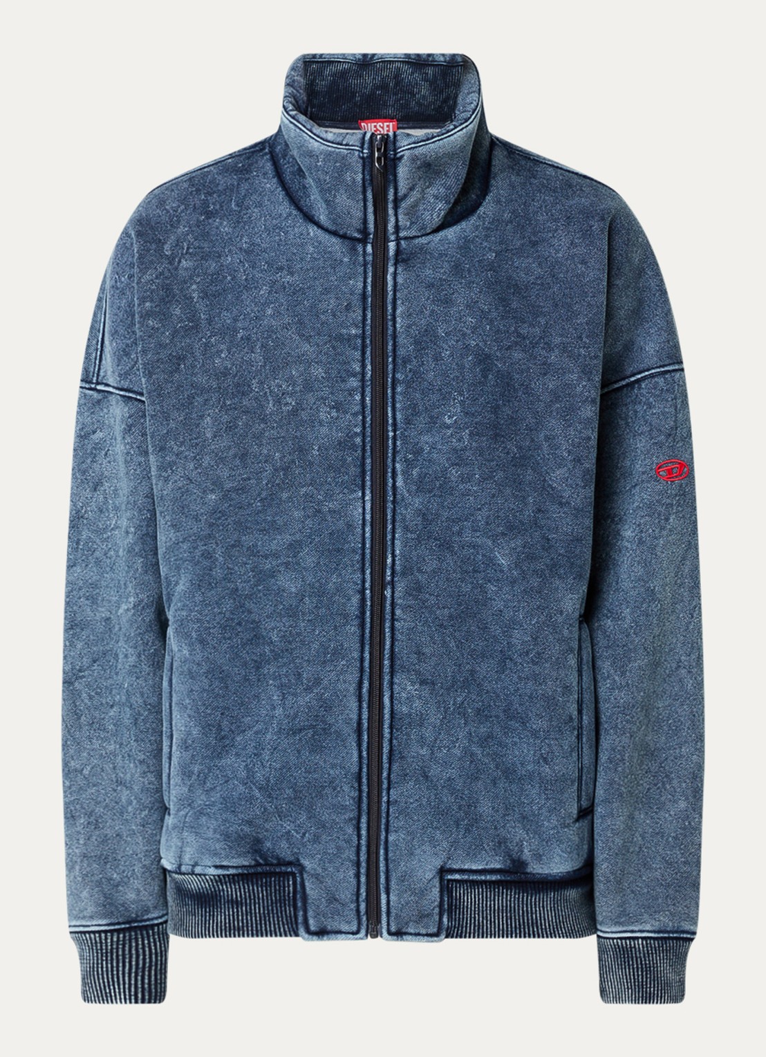 Diesel S-Batel jack met teddy voering en verwassen afwerking - voorkant 3 indigo