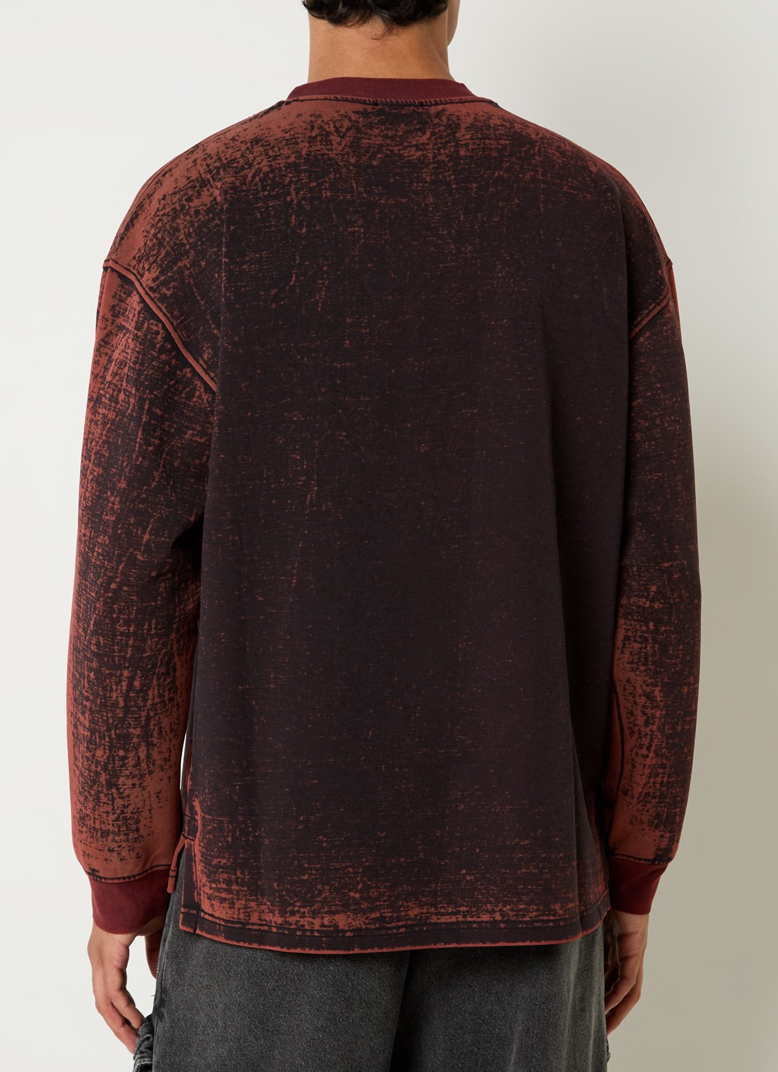 Diesel S-Baxt-Q1 sweater met logoprint en verwassen afwerking - achterkant 5 steenrood