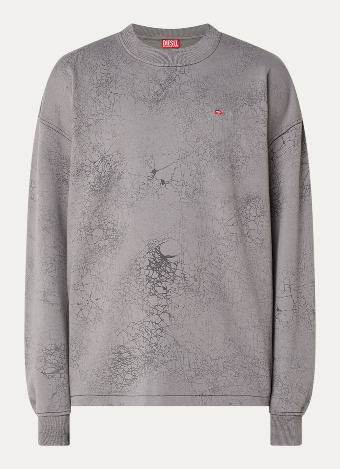 Diesel S-Baxt-T1 sweater met print en logo - voorkant 2 grijs