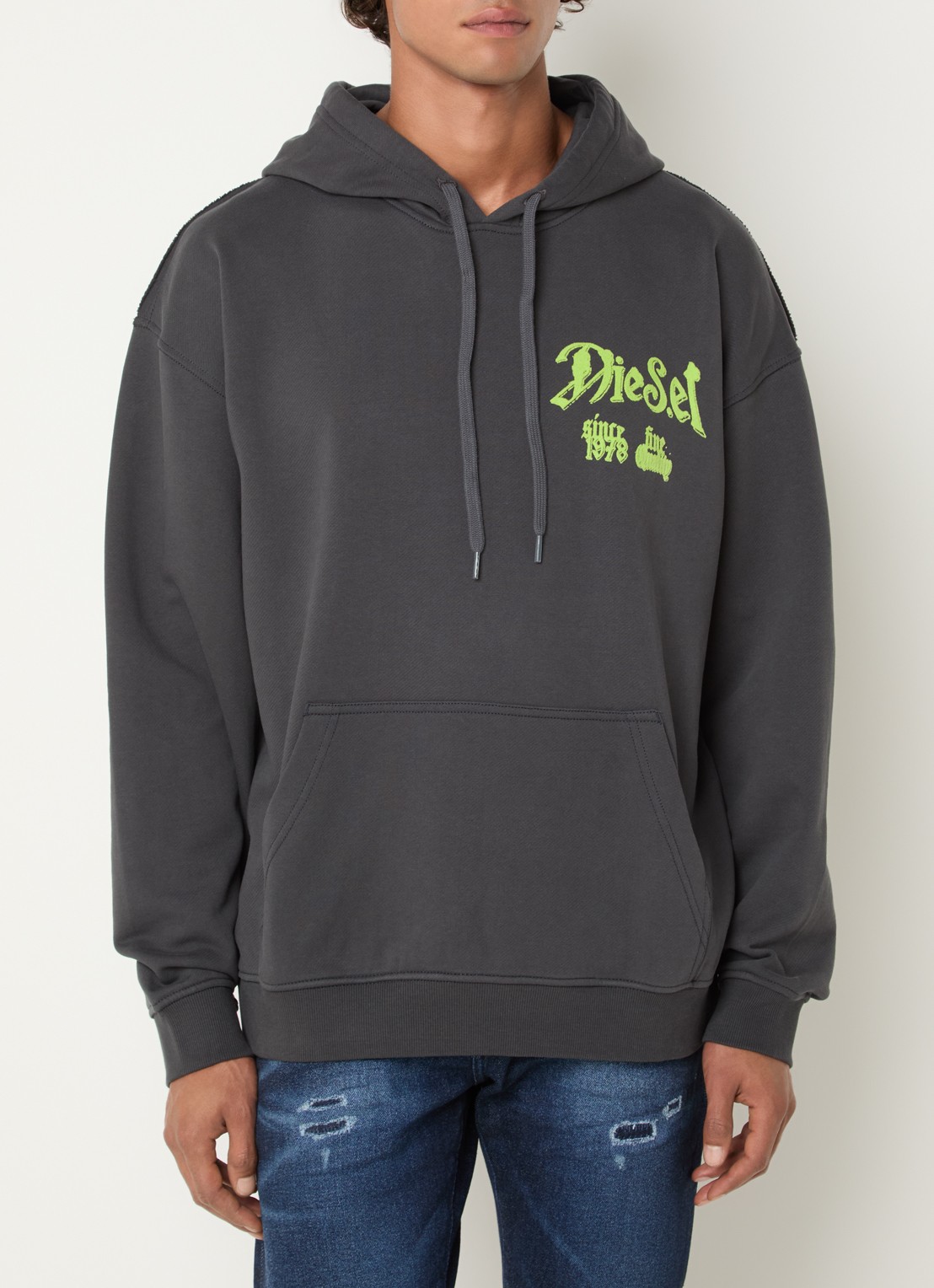 Diesel S-Box-Hood-Aa2 hoodie met logo- en backprint - achterkant 5 donkergrijs