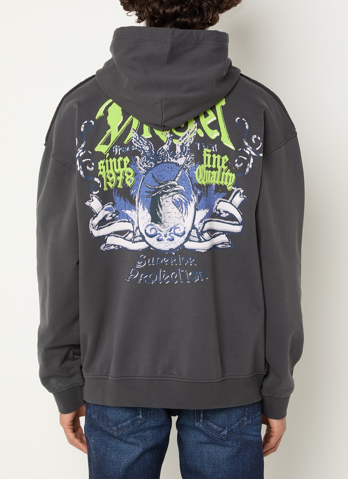 Diesel S-Box-Hood-Aa2 hoodie met logo- en backprint - detail 3 donkergrijs