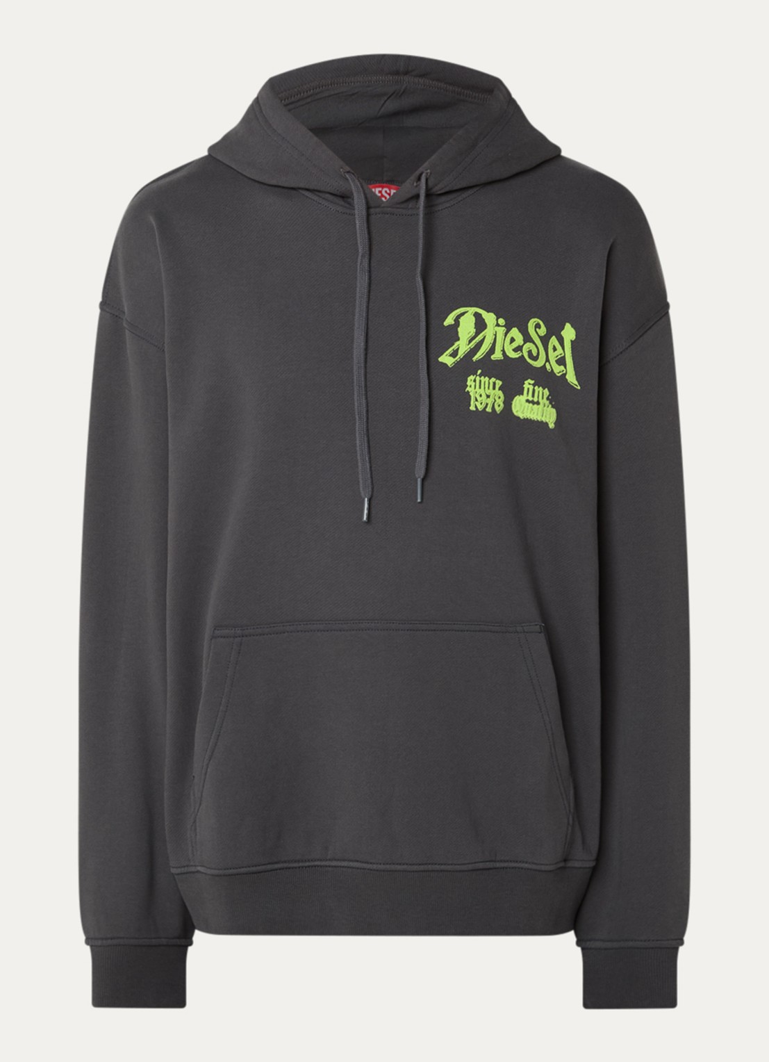 Diesel S-Box-Hood-Aa2 hoodie met logo- en backprint - voorkant donkergrijs
