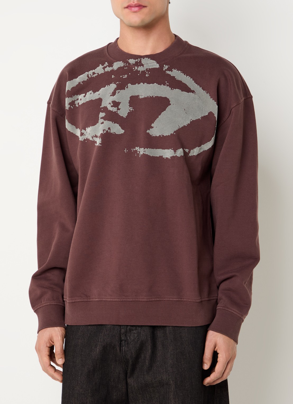 Diesel S-Box-N5 sweater met logoprint - detail 3 kastanjebruin