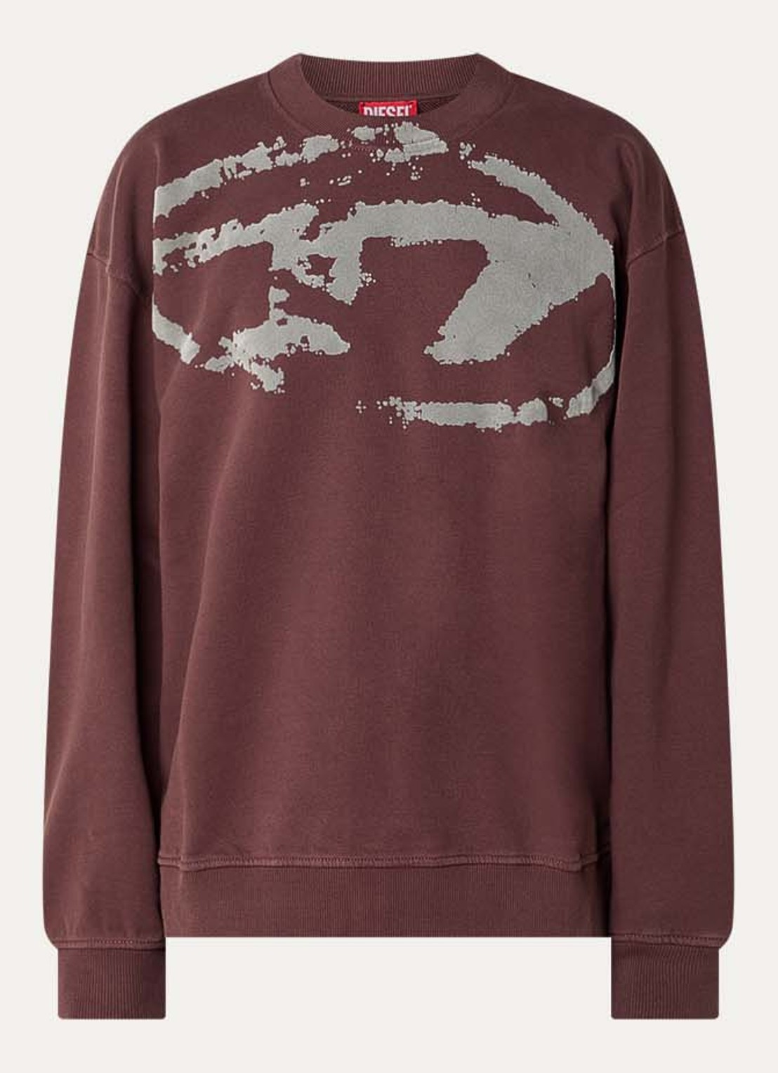 Diesel S-Box-N5 sweater met logoprint - voorkant kastanjebruin