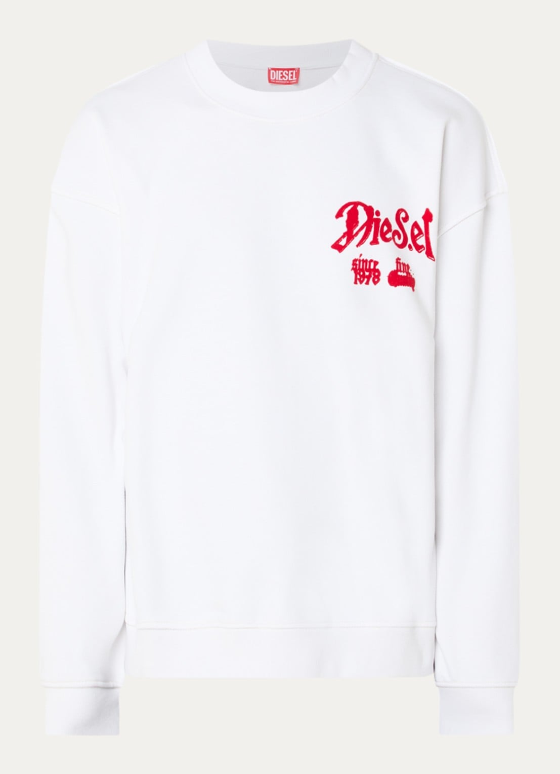 Diesel S-Boxt-AA2 sweater met logo- en backprint - voorkant 3 wit