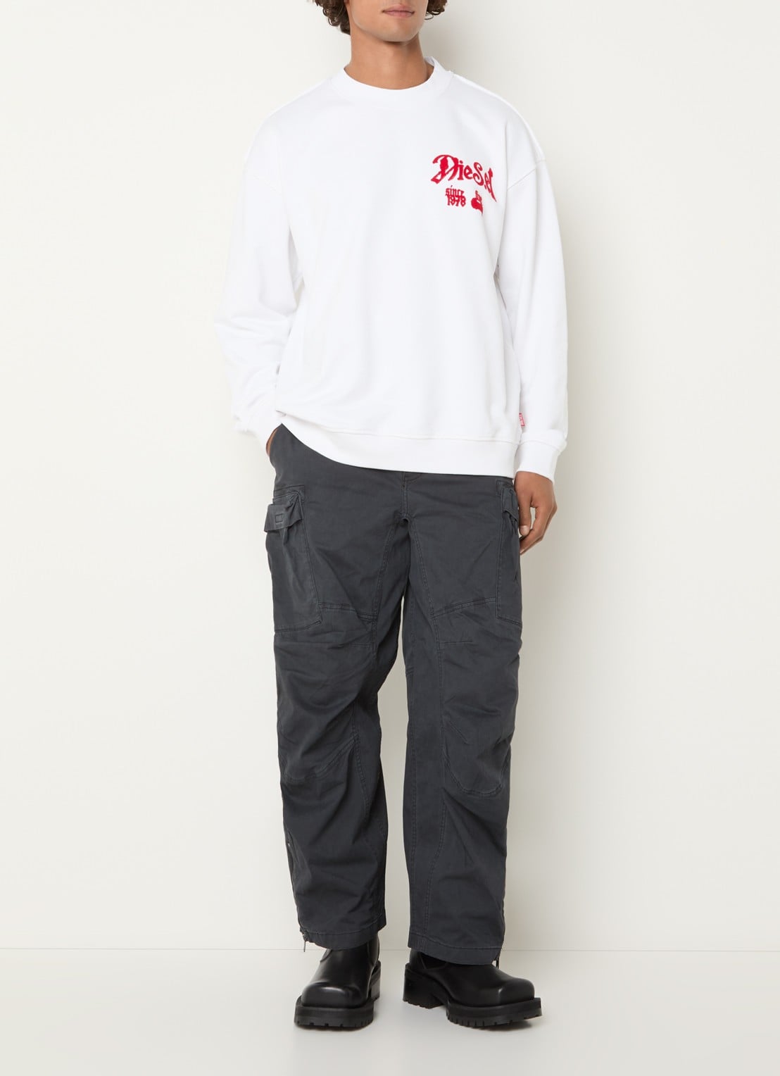 Diesel S-Boxt-AA2 sweater met logo- en backprint - voorkant 4 wit