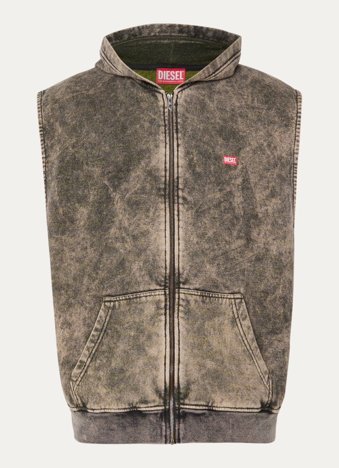 Diesel S-Boxt gilet met verwassen afwerking en logo - voorkant 2 grijs