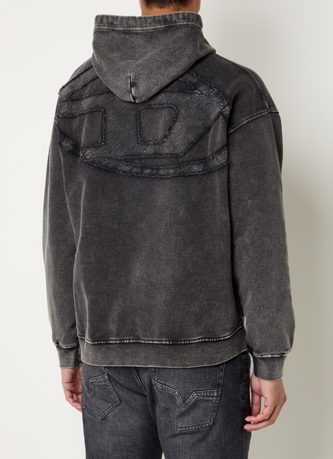 Diesel S-Boxt-Hood-Den hoodie met logo- en backprint - achterkant antraciet