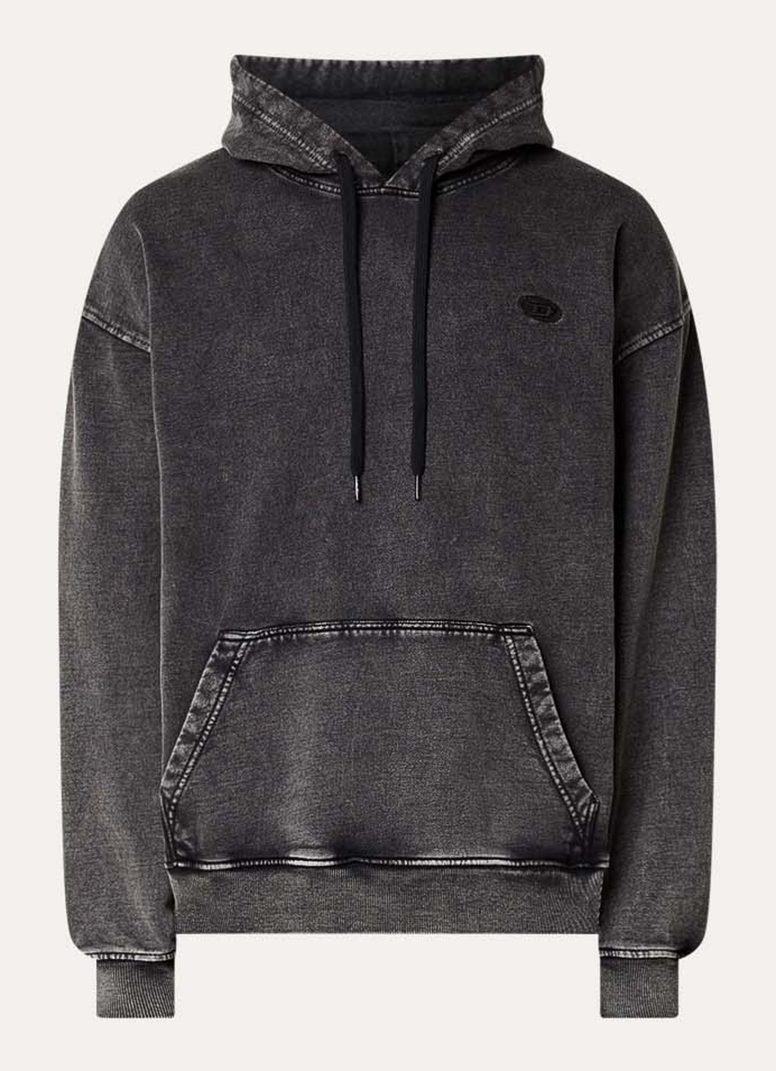 Diesel S-Boxt-Hood-Den hoodie met logo- en backprint - voorkant 2 antraciet