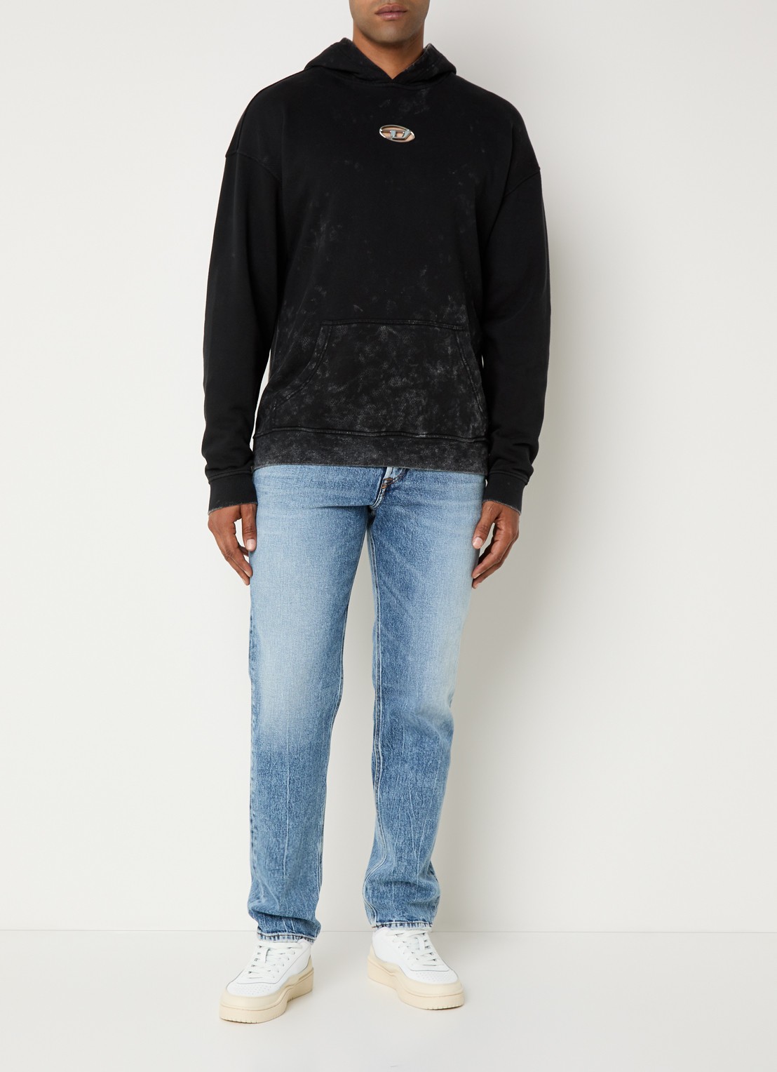 Diesel S-Boxt-Hood-T10 hoodie met logo - voorkant 5 zwart