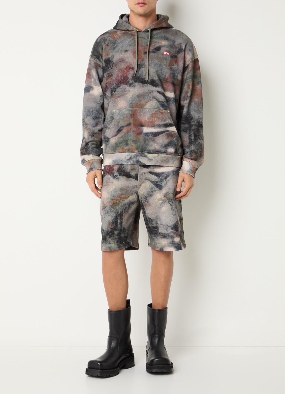Diesel S-BOXT-HOOD-V1 hoodie met camouflageprint - voorkant 3 antraciet