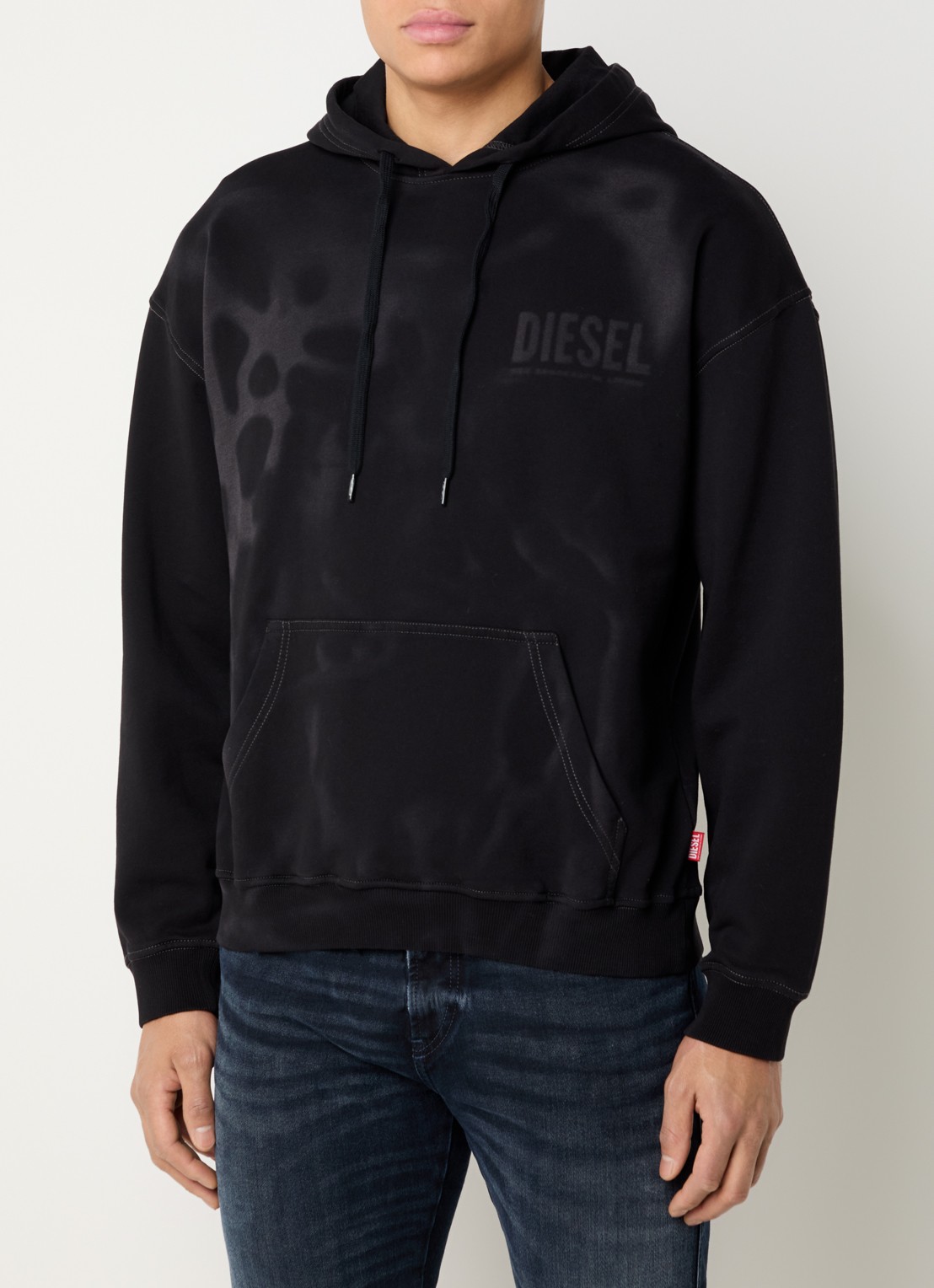 Diesel S-Boxt hoodie met logo en verwassen afwerking - detail 3 zwart