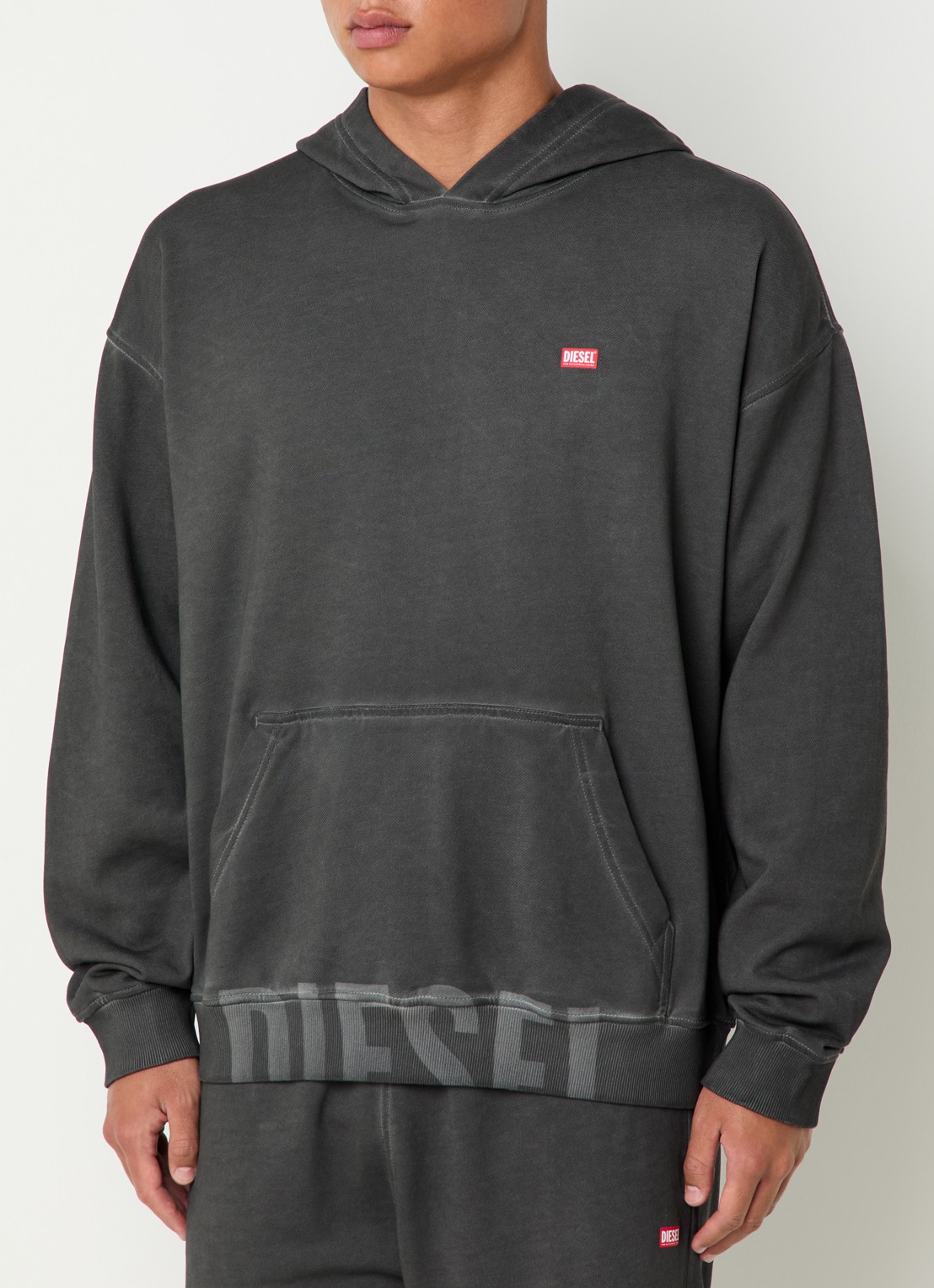 Diesel S-Boxt Hoodie met logo - detail 3 antraciet