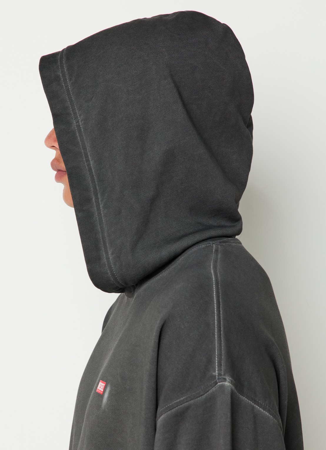 Diesel S-Boxt Hoodie met logo - detail 4 antraciet