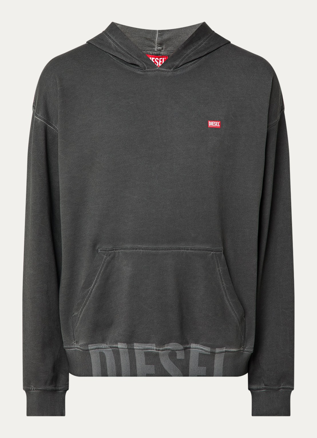 Diesel S-Boxt Hoodie met logo - voorkant antraciet