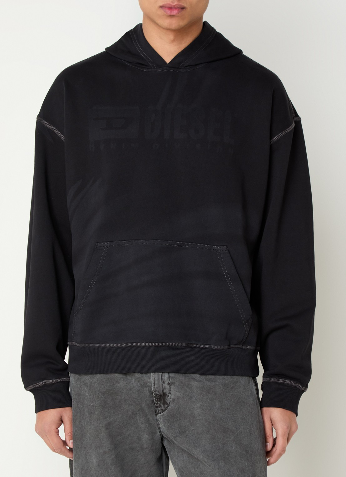 Diesel S-Boxt hoodie met logoprint - detail zwart