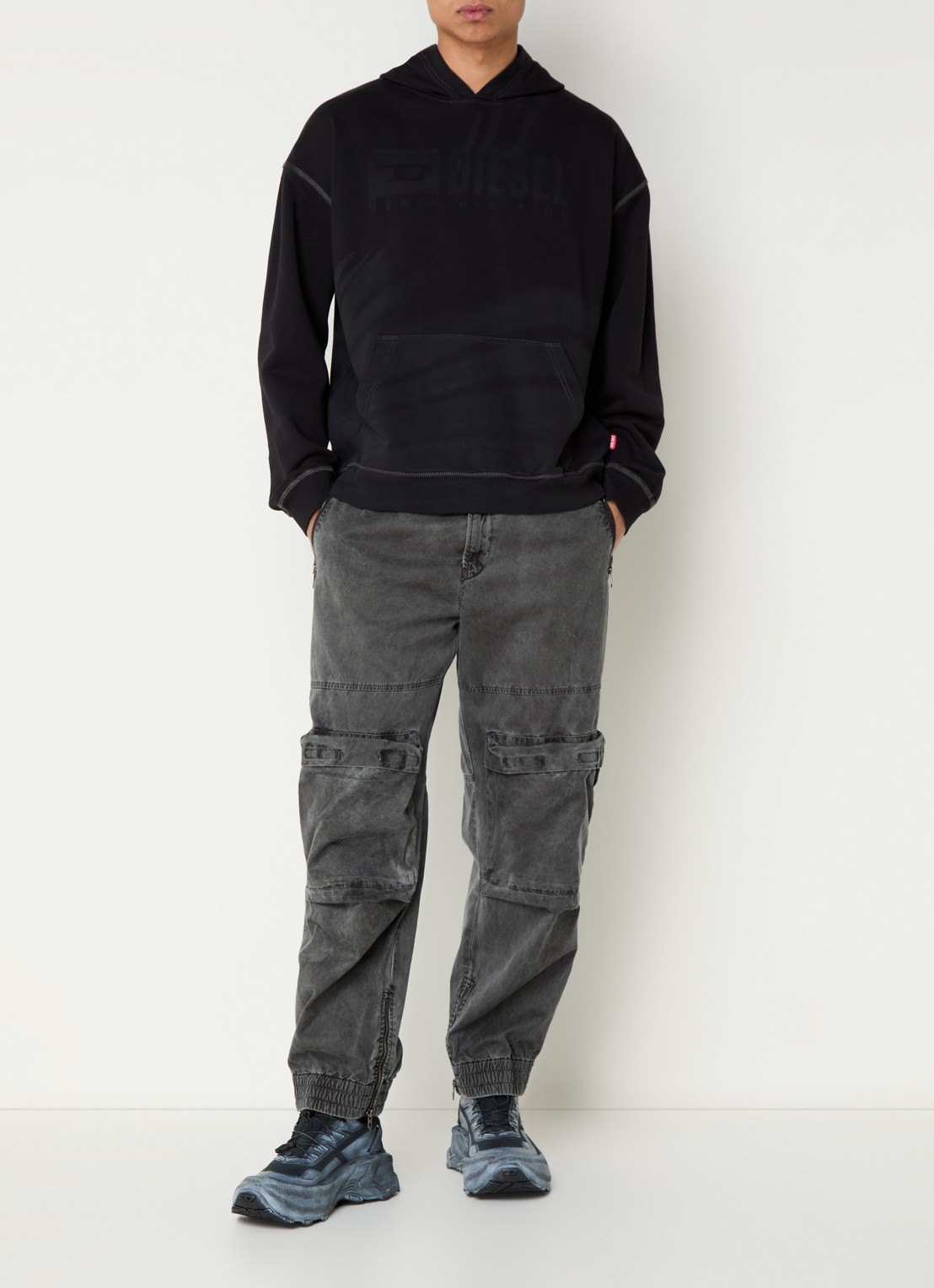 Diesel S-Boxt hoodie met logoprint - voorkant 5 zwart