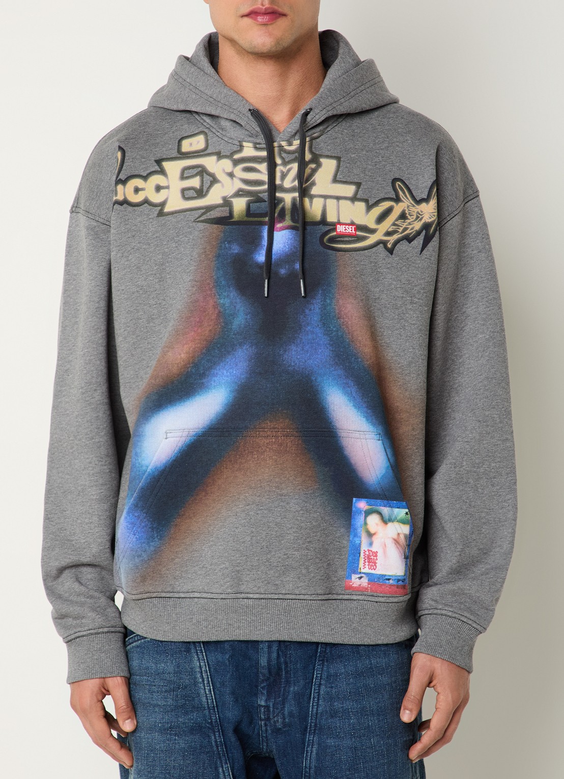 Diesel S-Boxt hoodie met print - detail 4 grijsmele