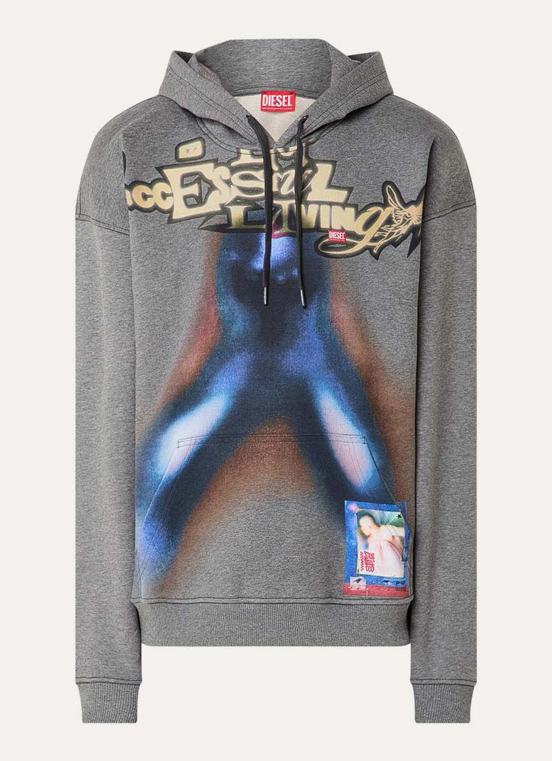 Diesel S-Boxt hoodie met print - voorkant 2 grijsmele
