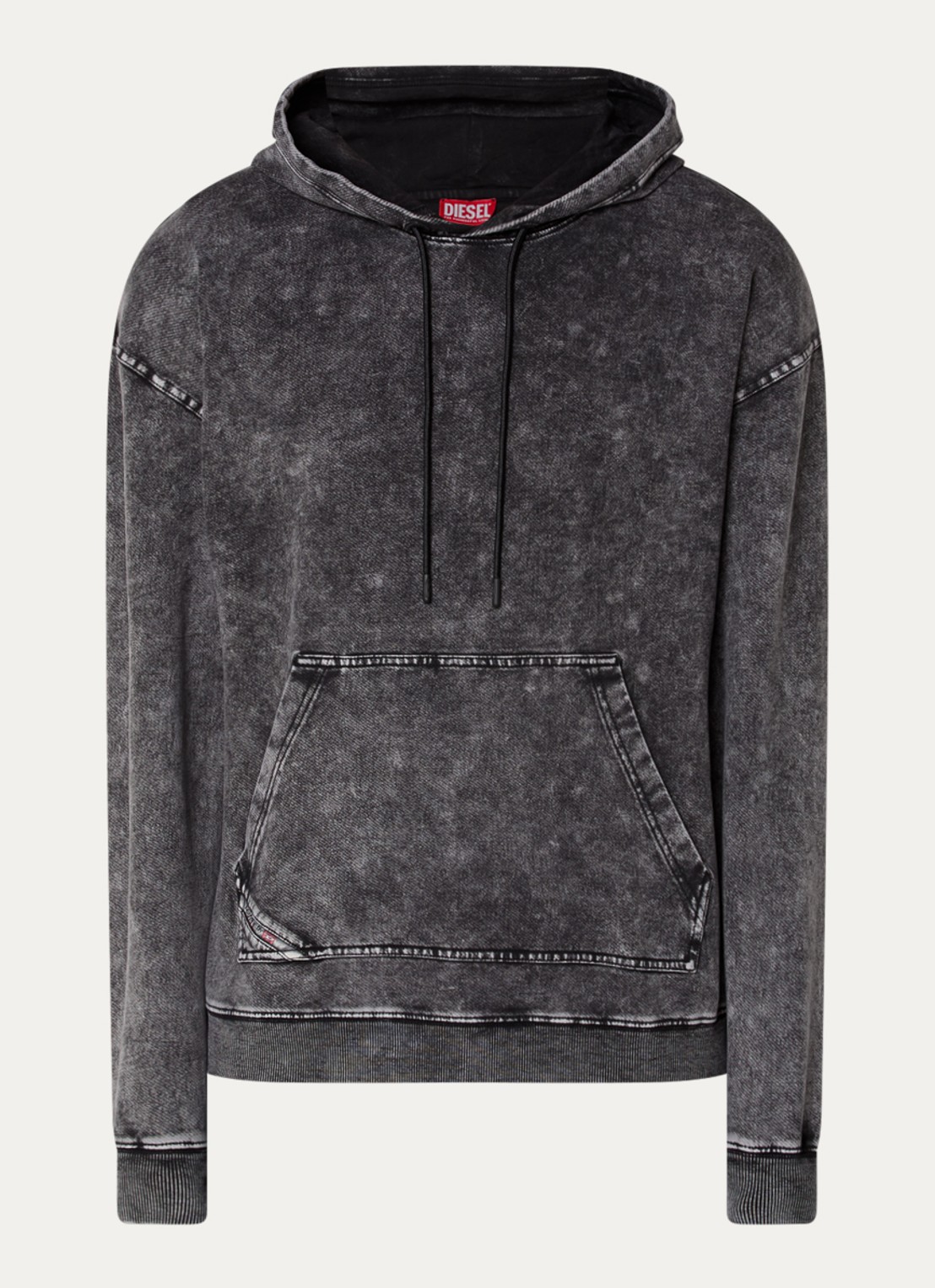 Diesel S-Boxt hoodie met verwassen afwerking - voorkant 3 antraciet
