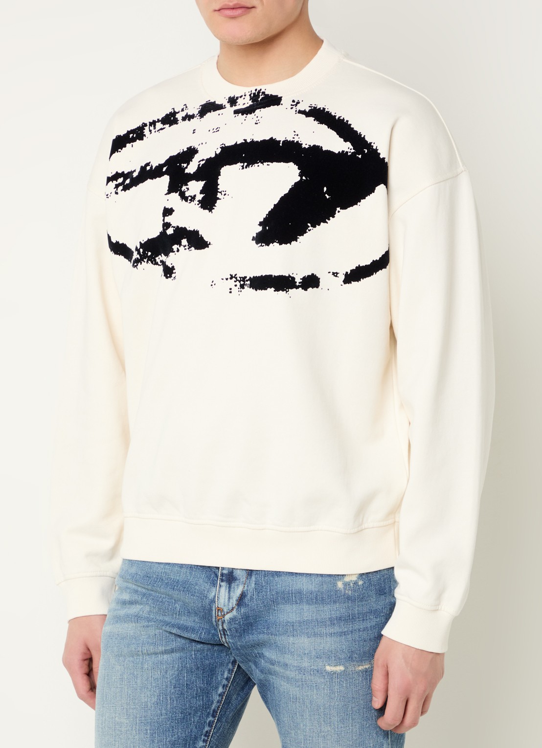 Diesel S-Boxt sweater met logoprint - detail 3 gebroken wit
