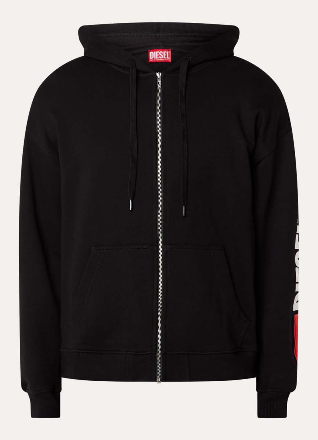 Diesel S-Boxt sweatvest met logoborduring - voorkant 2 zwart